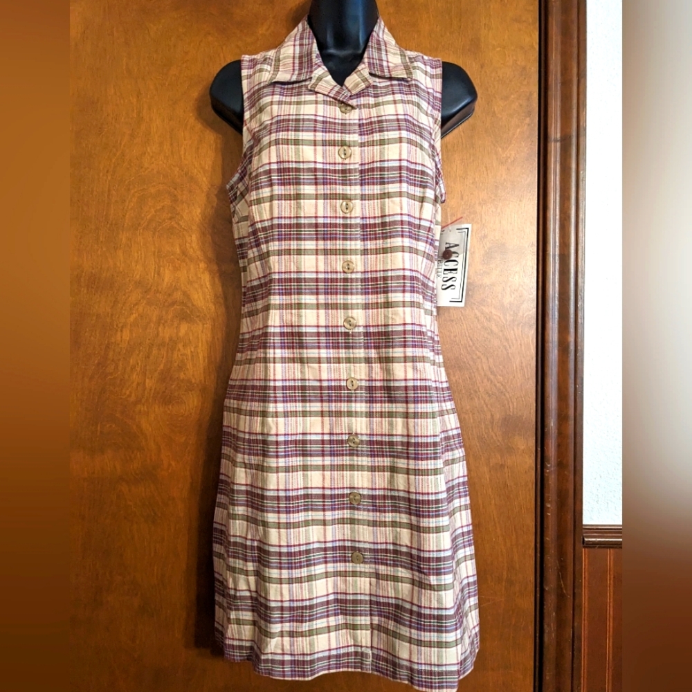 Vintage 90s plaid button up jumper NWT, see measurements